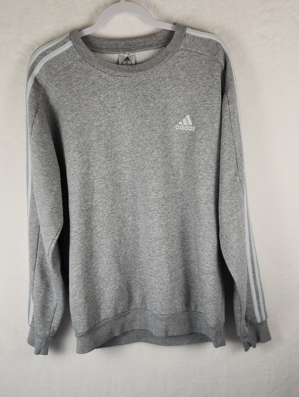 adidas Grey Crewneck Sweatshirt with White Stripes